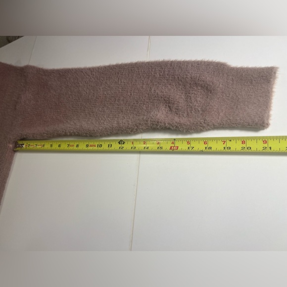 Zara S V-Neck taupe Soft Fuzzy Oversized pullover knit Sweater Minimalist - Picture 7 of 9